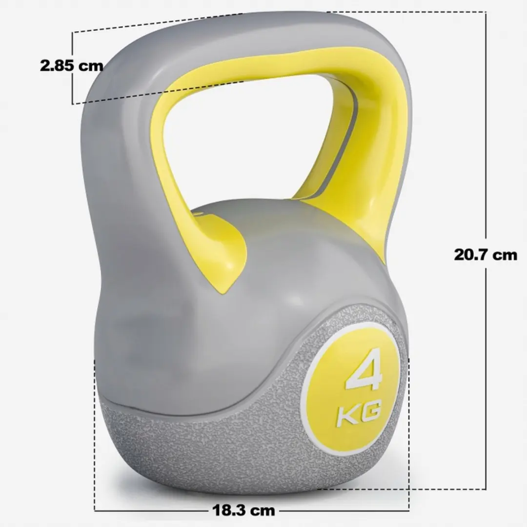 Gorilla Sports Kettlebell Trendy 4 kg - Grijs/Geel