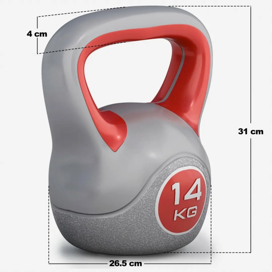 Gorilla Sports Kettlebell Trendy 14kg - Grijs/Rood
