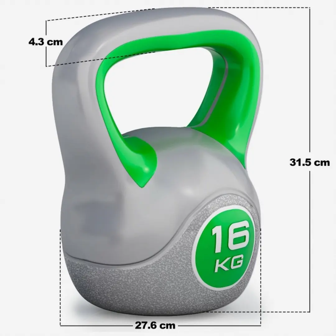 Gorilla Sports Kettlebell Trendy 16kg - Grijs-Groen