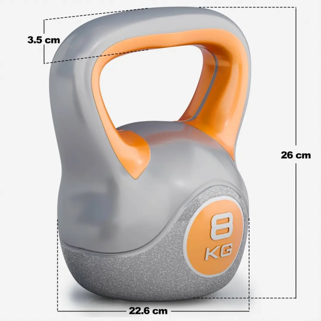 Gorilla Sports Kettlebell Trendy 8kg - Grijs/Oranje