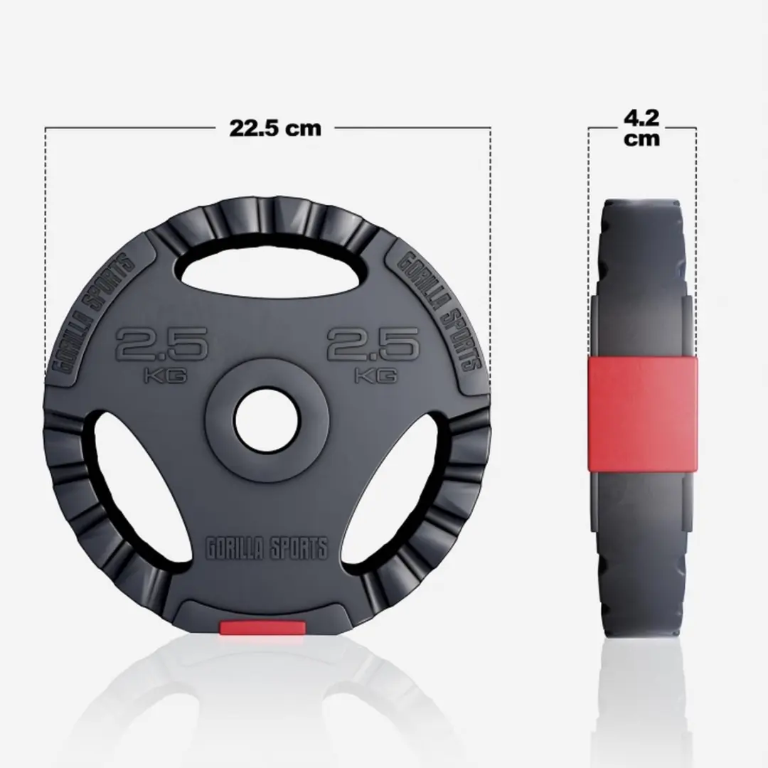 Gorilla Sports Halterschijf 30mm 2,5kg - Gripper Kunststof - Zwart