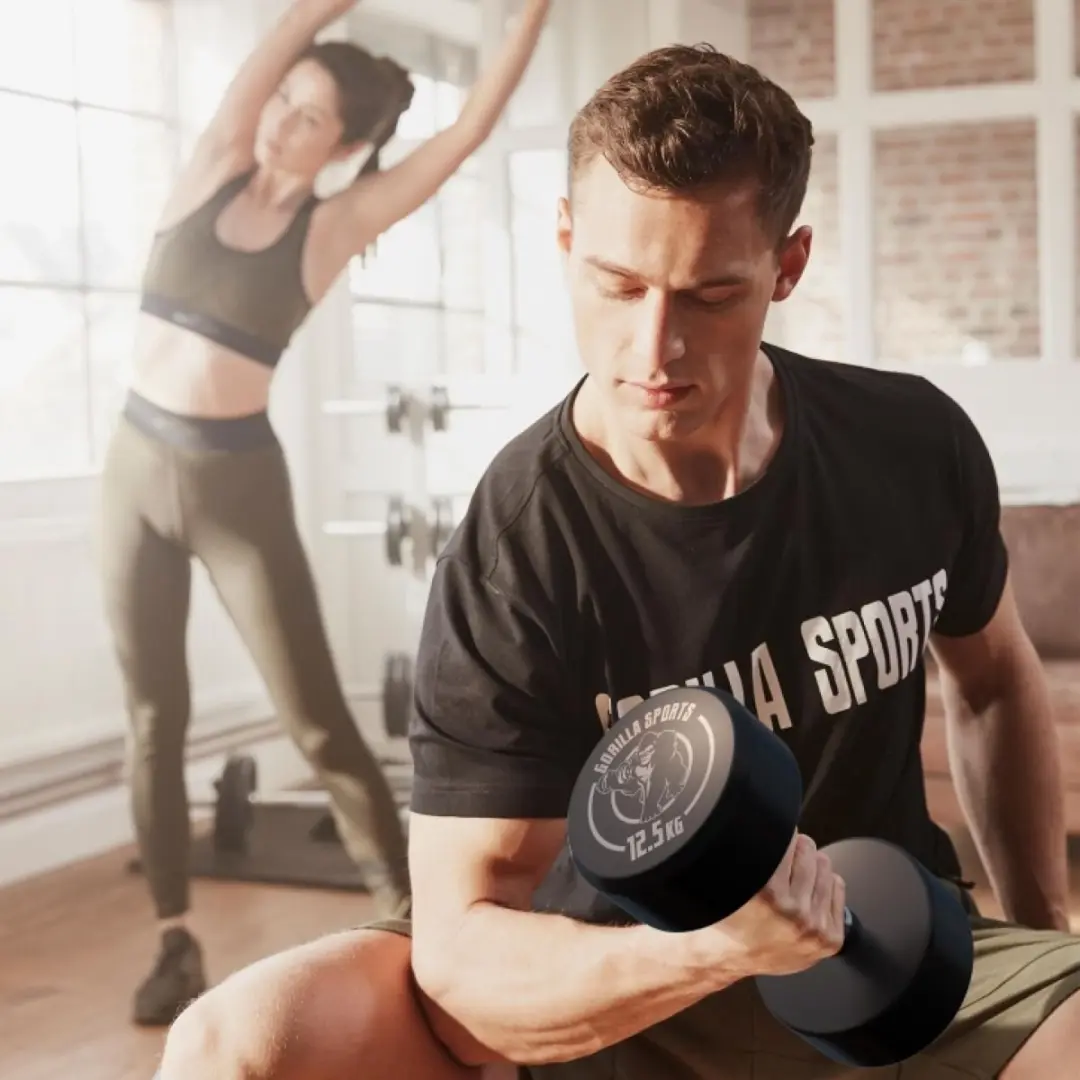 Gorilla Sports Dumbbell 15 kg - Zwart