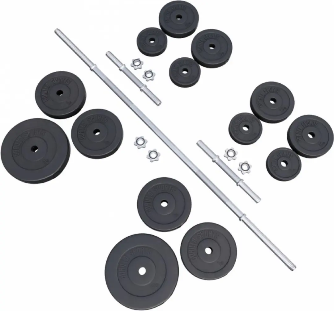 Gorilla Sports Halterset 70kg - Kunststof - 23-delig - Zwart