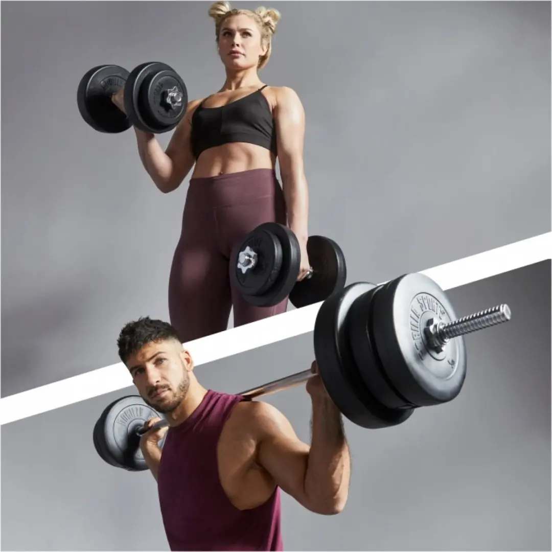 Gorilla Sports Halterset 70kg - Kunststof - 23-delig - Zwart