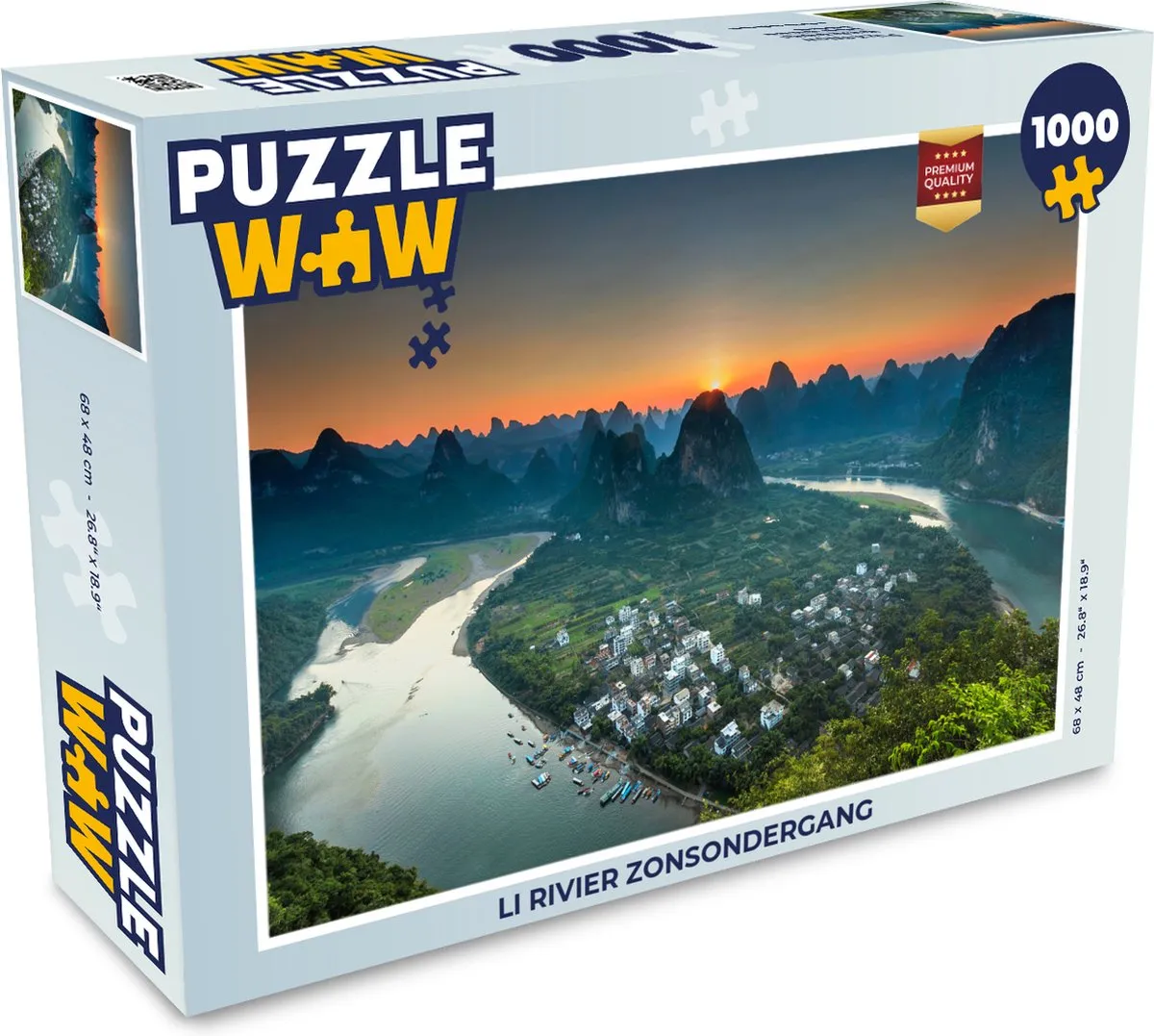PuzzleWow Legpuzzel Rivier Zonsondergang 1000 Stuks - Multicolor