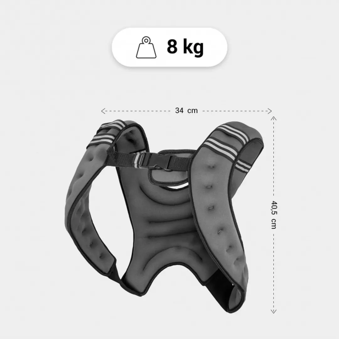 Gorilla Sports Gewichtsvest X-style 8kg - Verstelbaar - Grijs