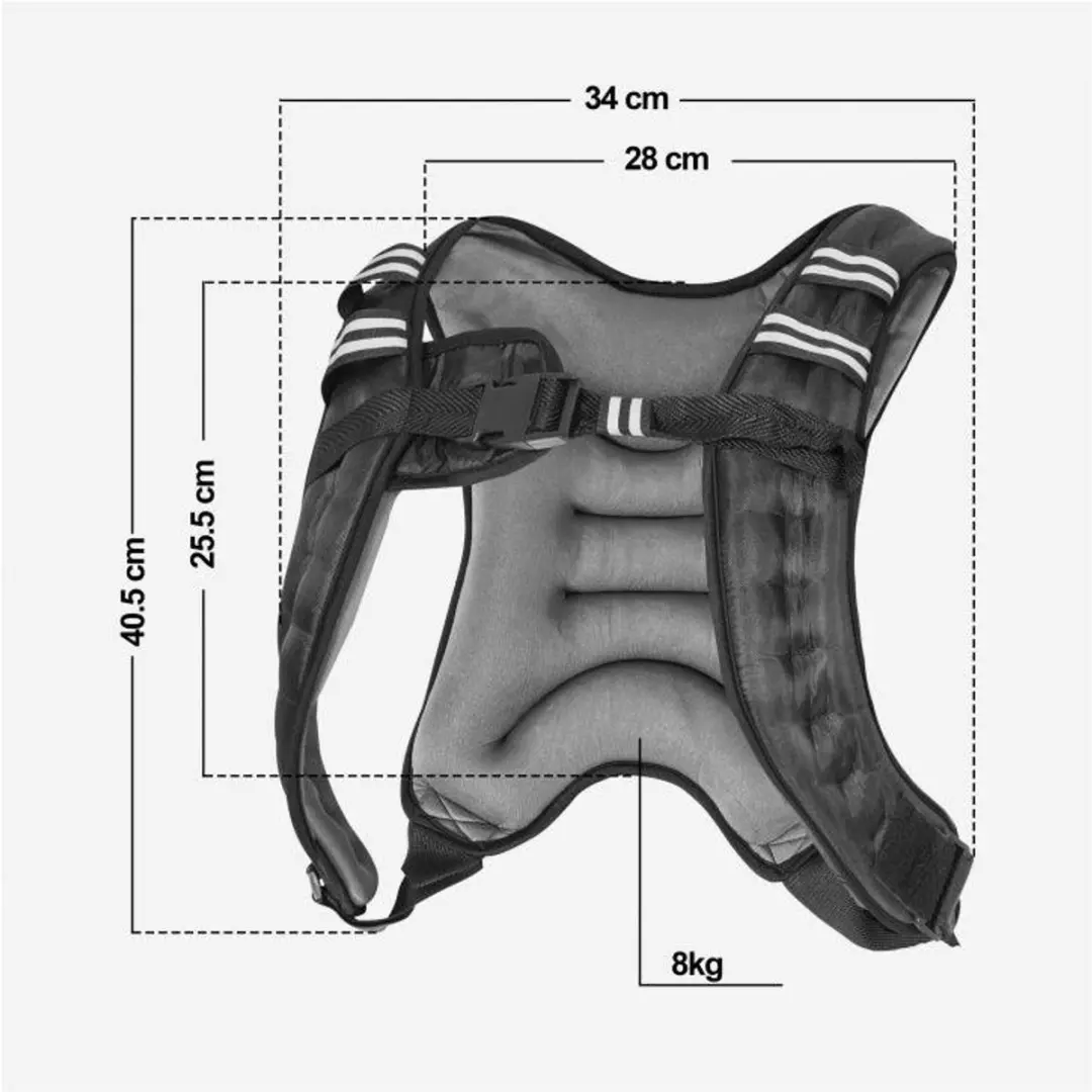 Gorilla Sports Gewichtsvest X-style 8kg - Verstelbaar - Grijs