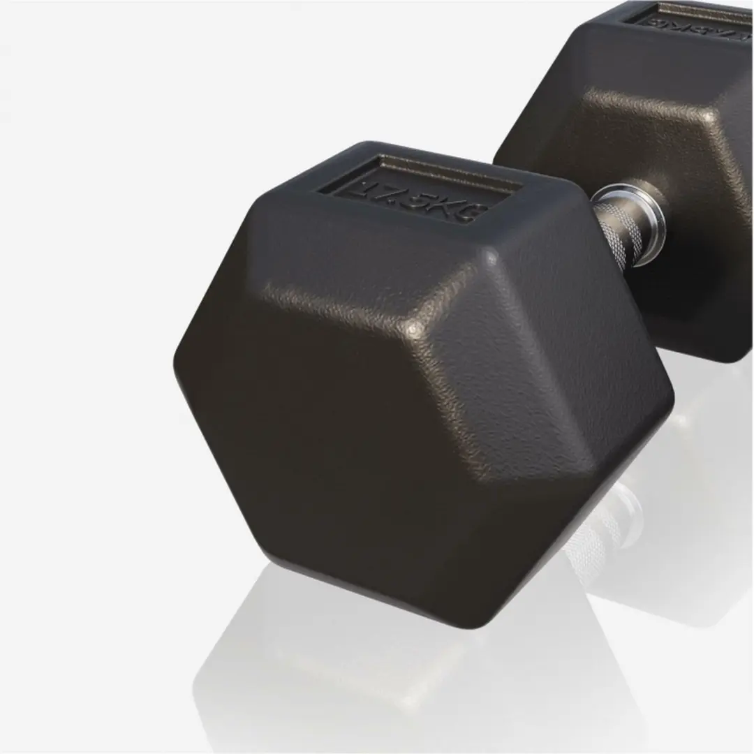 Gorilla Sports Dumbbell 17,5 kg - Gietijzer - Hexagon - Zwart