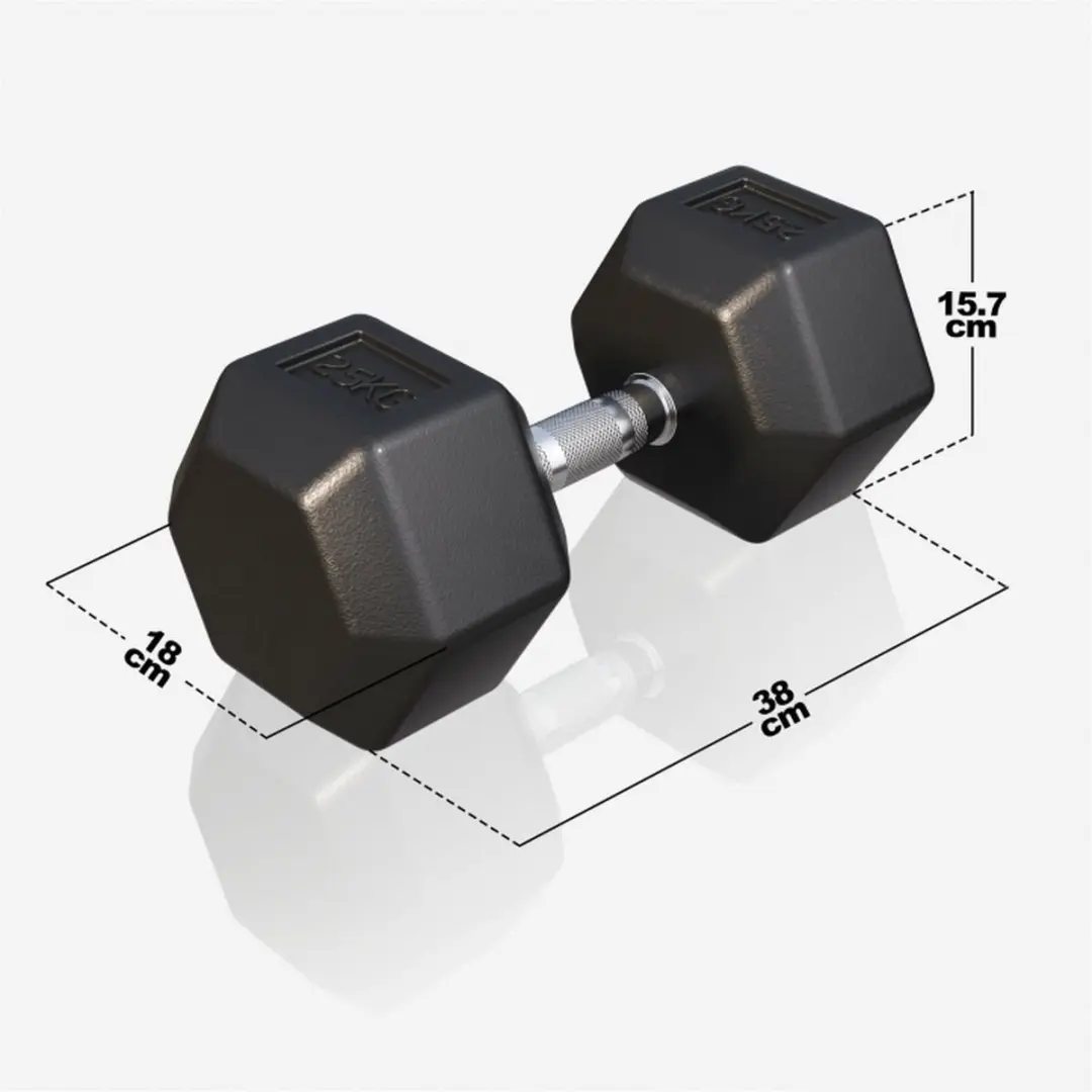 Gorilla Sports Dumbbell 25 kg - Gietijzer - Hexagon - Zwart