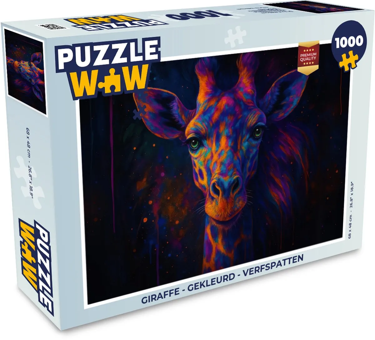 PuzzleWow Giraffe Legpuzzel 1000 Stuks - Verfspatten