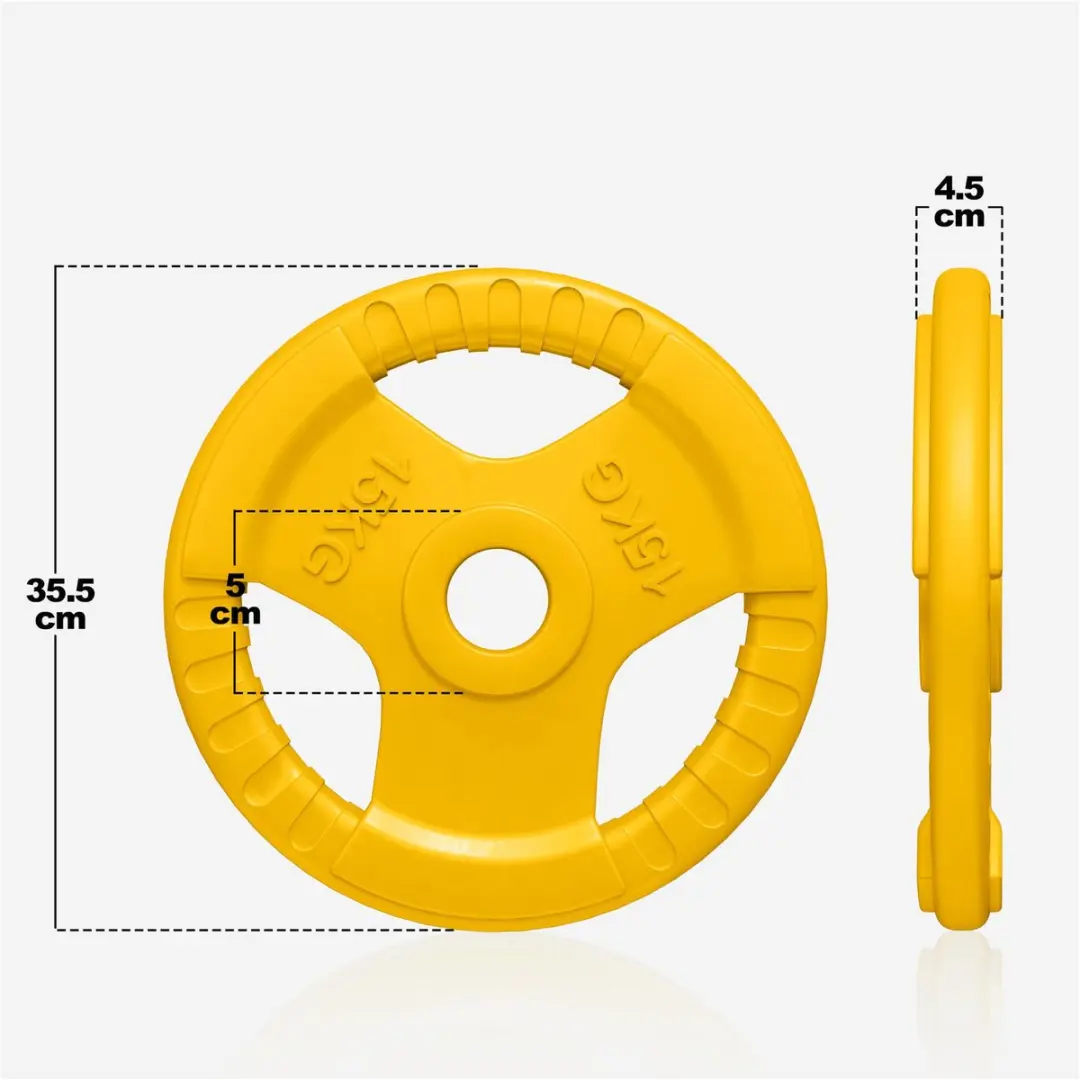 Gorilla Sports Halterschijf 15kg - Gripper - 50mm - Geel