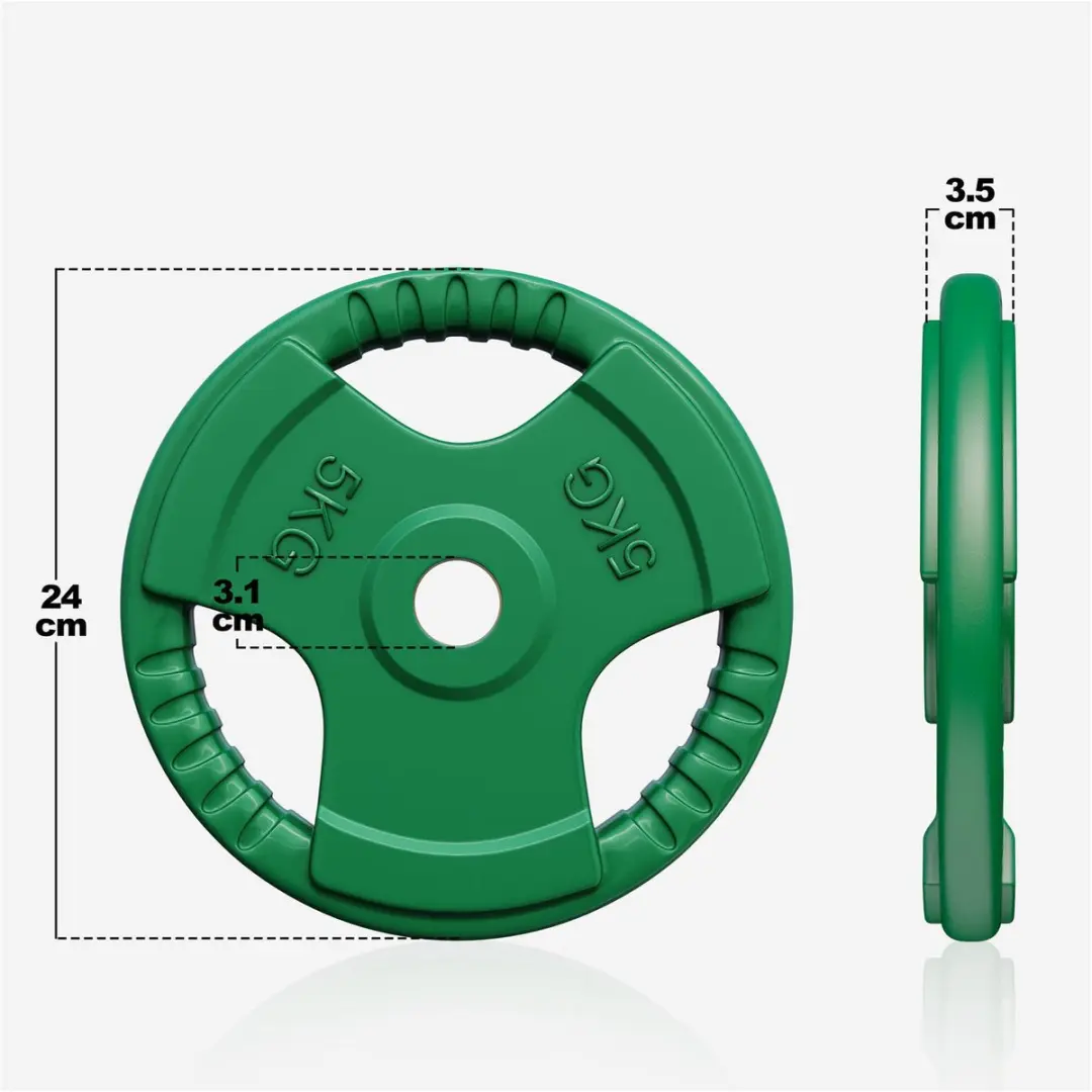Gorilla Sports Halterschijf 5kg - Gripper Gietijzer 30mm - Groen