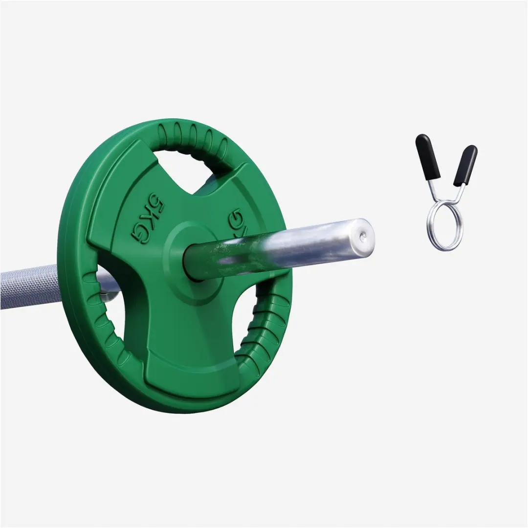 Gorilla Sports Halterschijf 5kg - Gripper Gietijzer 30mm - Groen