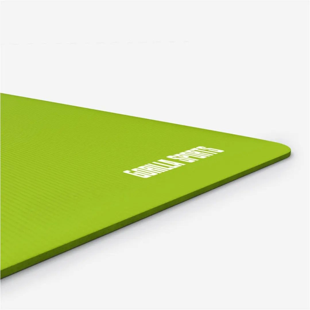 Gorilla Sports Yogamat Deluxe 190x100cm - 1,5cm - Limegroen - afbeelding 6 van 6