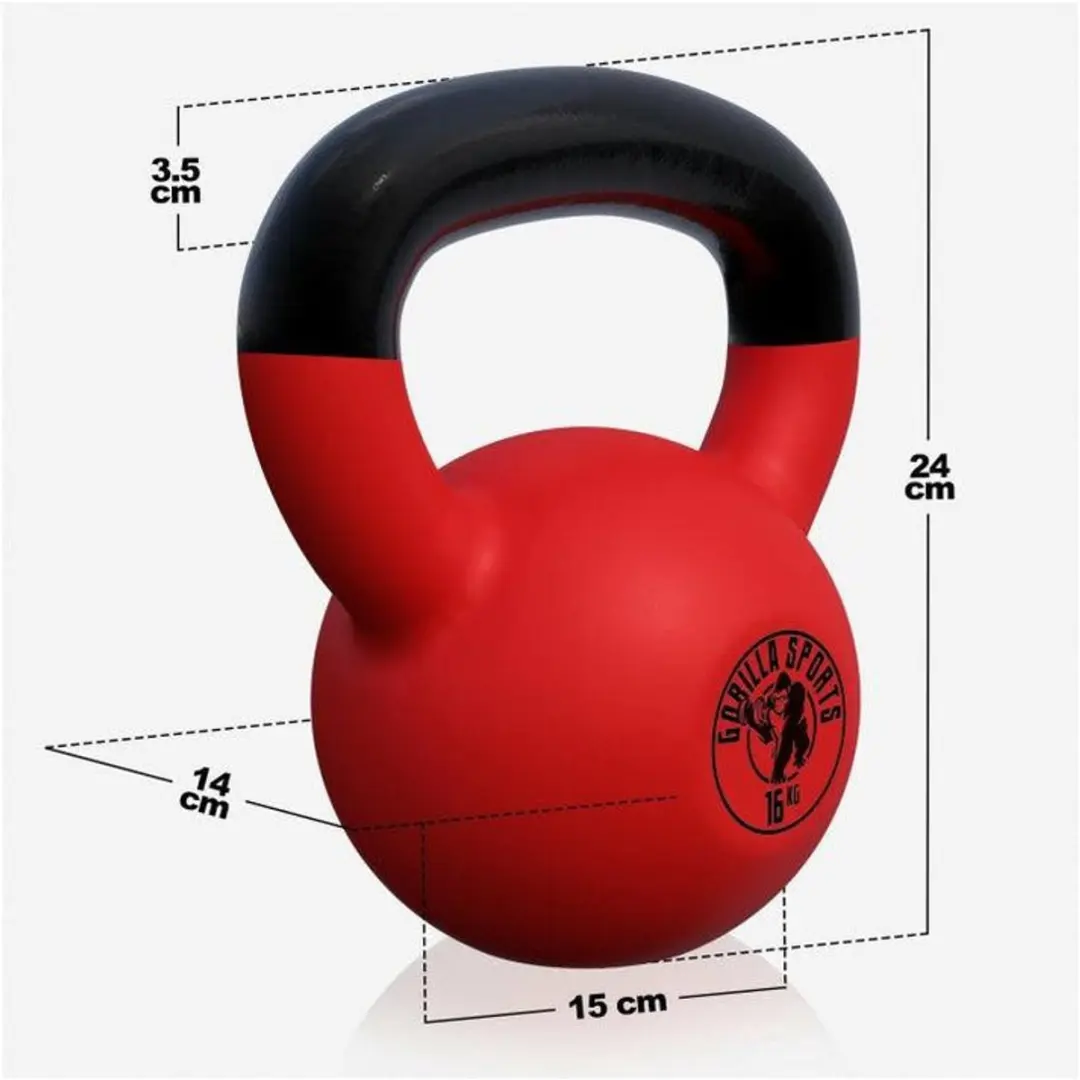 Gorilla Sports Kettlebell 12kg & 16kg - Rood