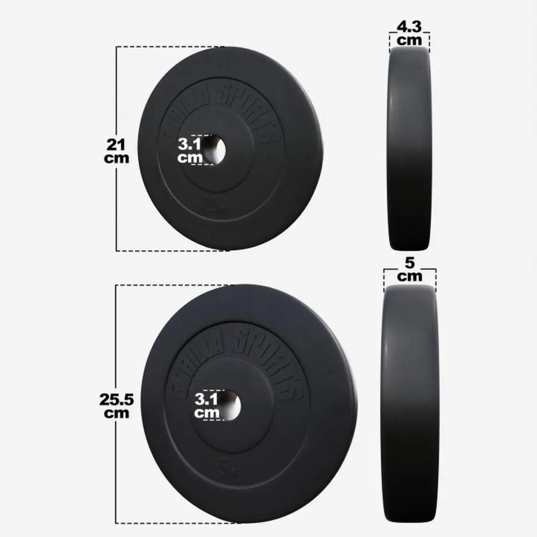 Gorilla Sports Halterschijven Bundel 30kg - 8 Stuks - 30mm - Zwart