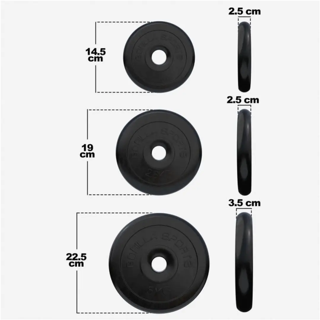 Gorilla Sports Halterschijven Set 27,5kg - 8 Stuks - 30mm - Zwart