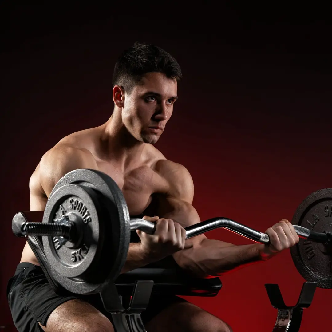 Gorilla Sports Biceps Curlbank + 38kg Halterset - EZ-curl - Gietijzer - 8 Stuks