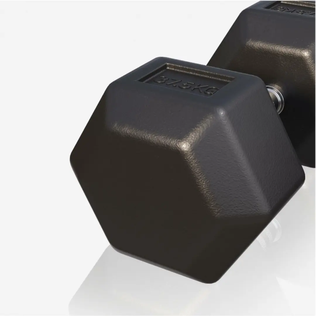 Gorilla Sports Dumbbell 37,5 kg - Gietijzer - Hexagon - Zwart
