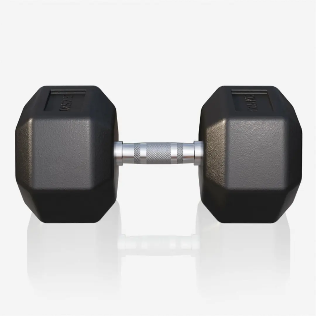 Gorilla Sports Dumbbell 37,5 kg - Gietijzer - Hexagon - Zwart
