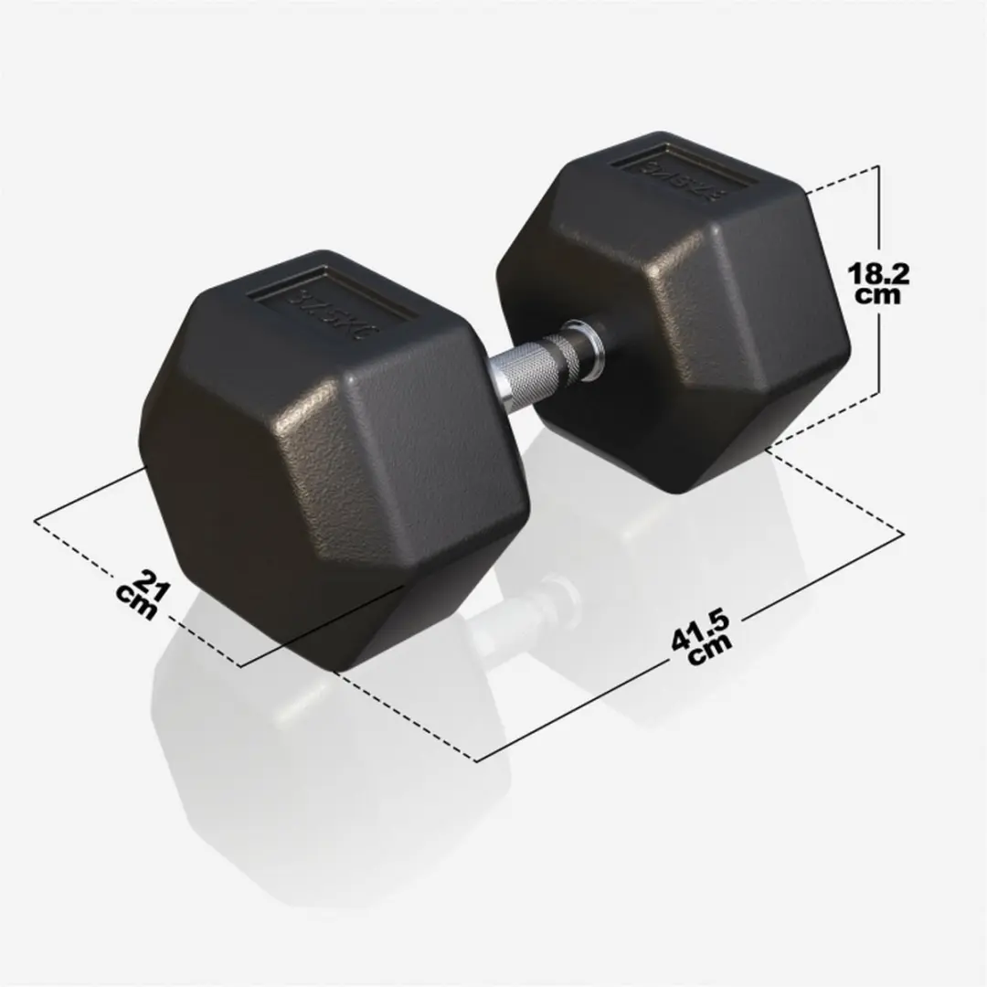Gorilla Sports Dumbbell 37,5 kg - Gietijzer - Hexagon - Zwart