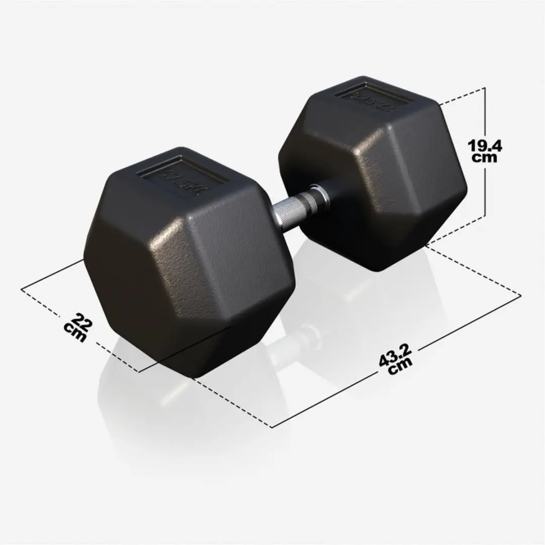 Gorilla Sports Dumbbell 47,5 kg - Gietijzer - Hexagon - Zwart