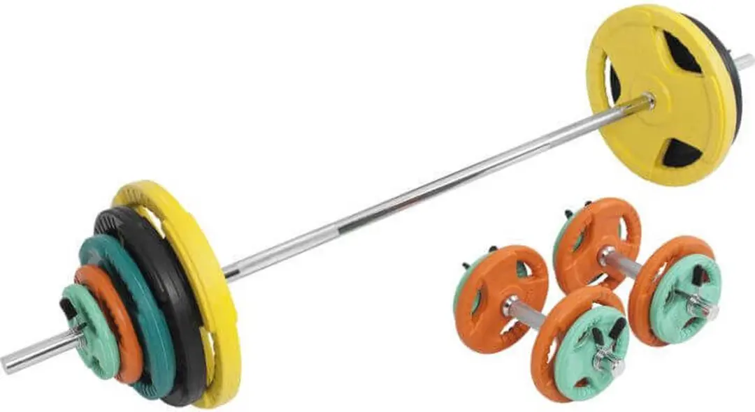 Gorilla Sports Halterset 100kg - Gietijzer 30mm - 27 Stuks