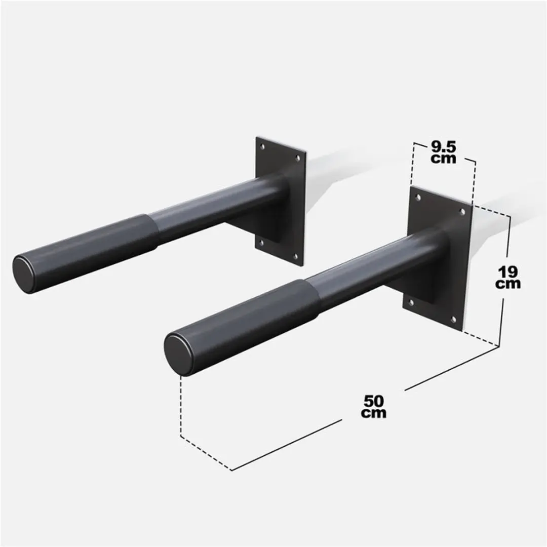 Gorilla Sports Dipsteunen Wandmontage - 2 Stuks - Zwart