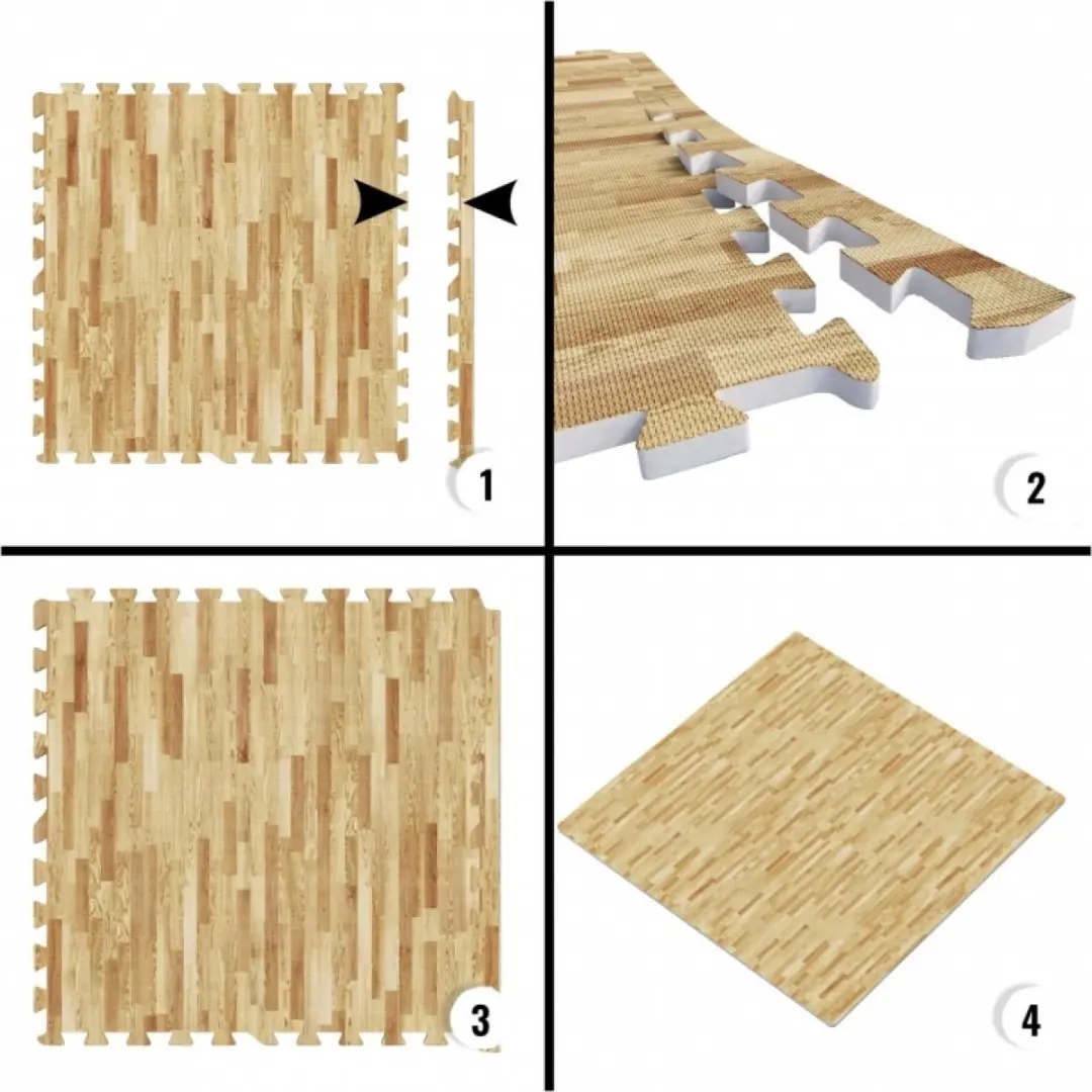 Gorilla Sports Puzzelmat 8 Eindstukken - Licht Hout