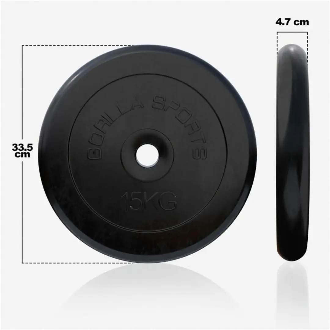 Gorilla Sports Halterschijven Set 30kg - 2x15kg Rubber - 30mm