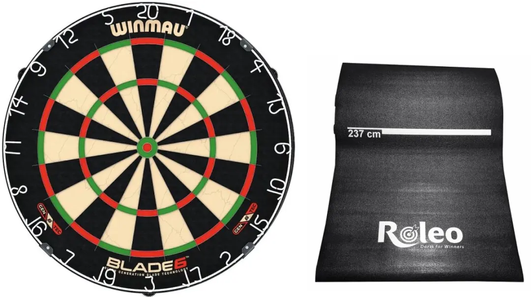Steeldart Set Professionele Dartbord Winmau Blade 6 + Roleo Dartmat