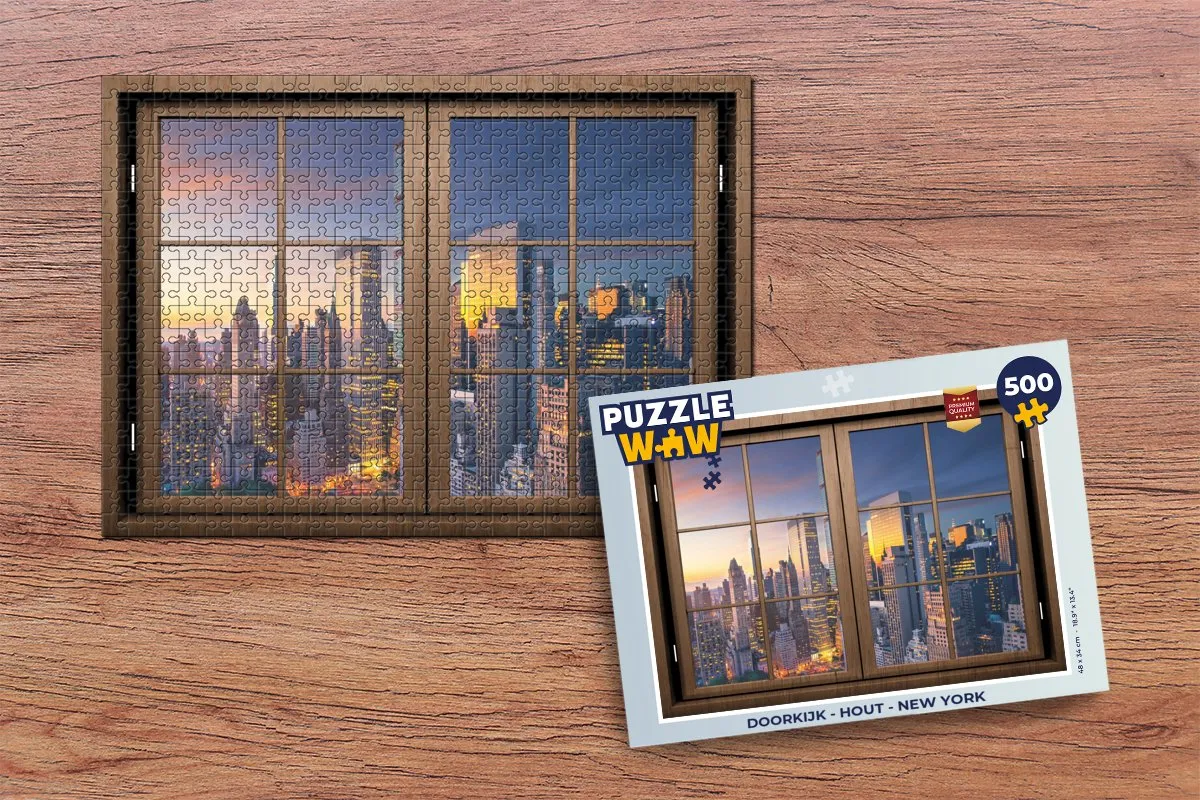 PuzzleWow Doorkijk Legpuzzel 500 Stuks - New York - Multicolor