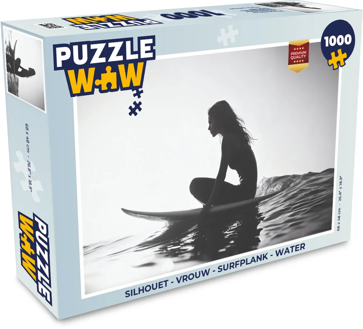 PuzzleWow Silhouet Surfplank Legpuzzel 1000 Stuks