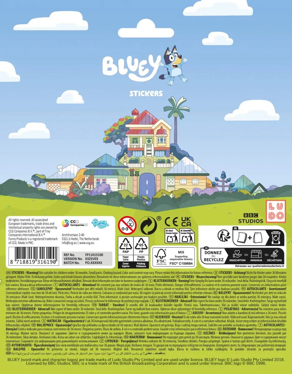 Bluey Play StickerSet - Multi kleuren