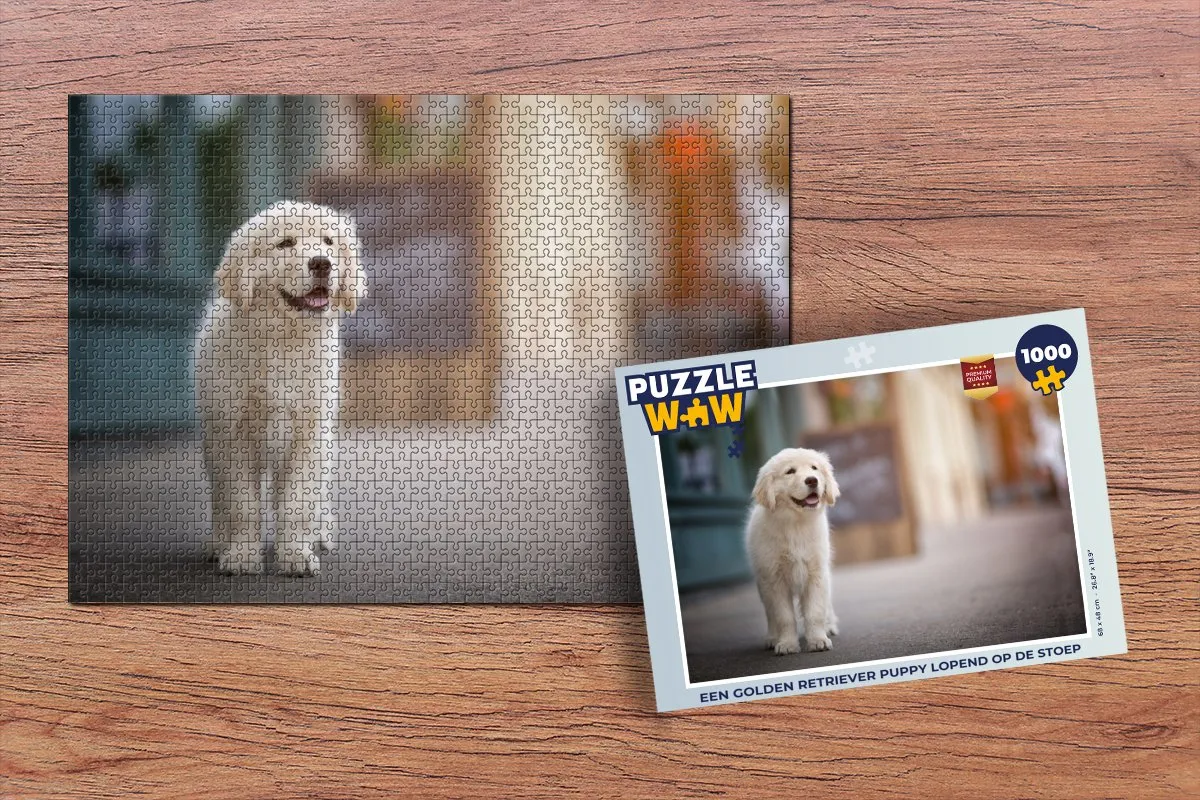 PuzzleWow Legpuzzel Golden Retriever Puppy 1000 Stuks