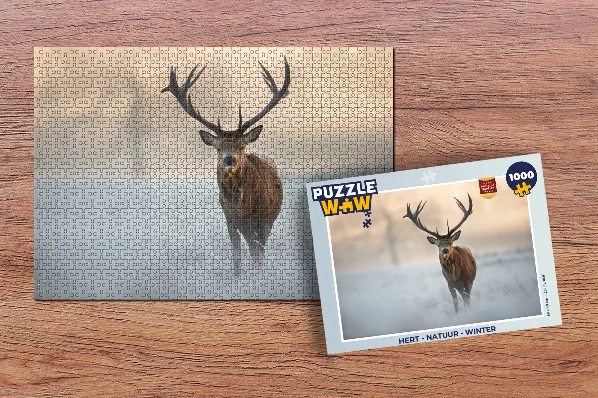 PuzzleWow Hert Natuur Winter Legpuzzel 1000 Stuks - Multicolor