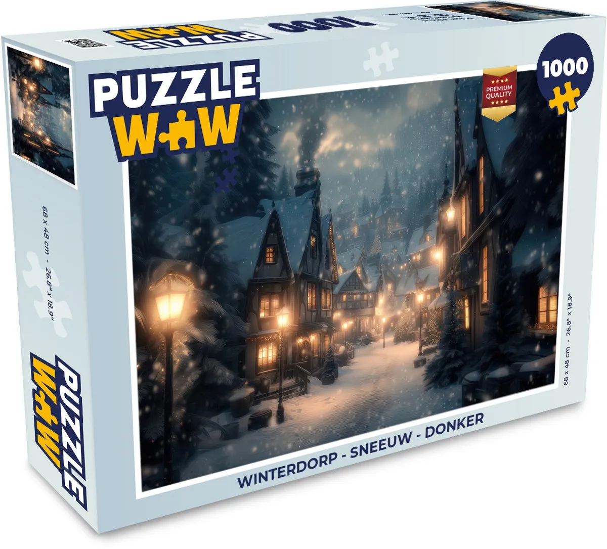 PuzzleWow Winterdorp Sneeuw Donker Puzzel 1000 Stuks