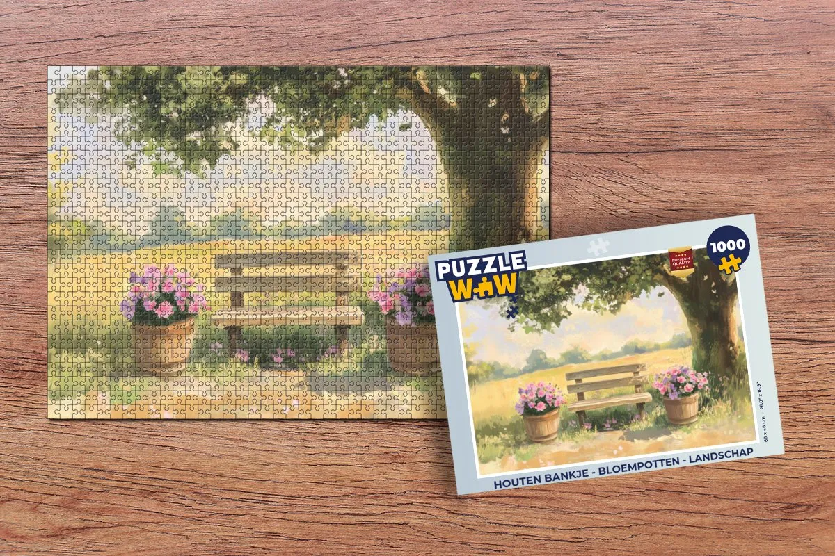 PuzzleWow Houten Bankje Landschap Legpuzzel 1000 Stuks