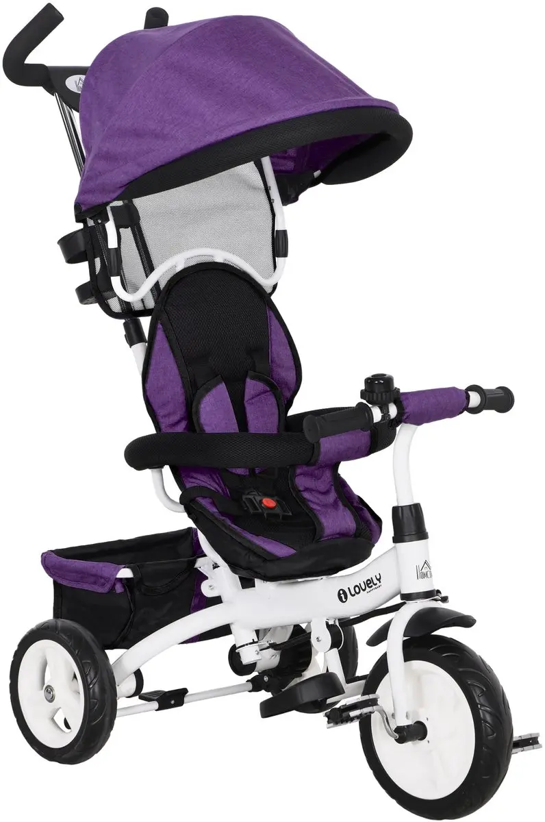 HOMCOM Kinderdriewieler Metaal, Kunststof 95L x 50B x 106H cm Paars