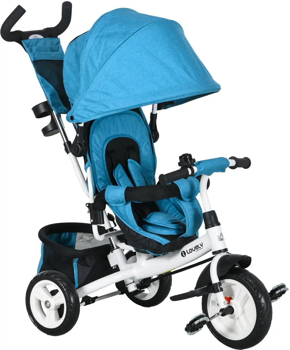 HOMCOM Kinderdriewieler Polyester, Metaal 102L x 49B x 102H cm Lichtblauw