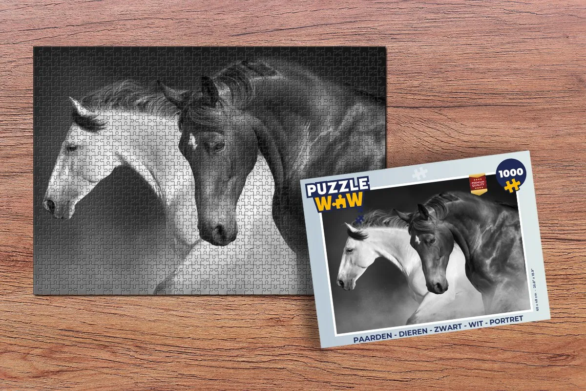 PuzzleWow Paarden Portret Legpuzzel 1000 Stuks - Multicolor