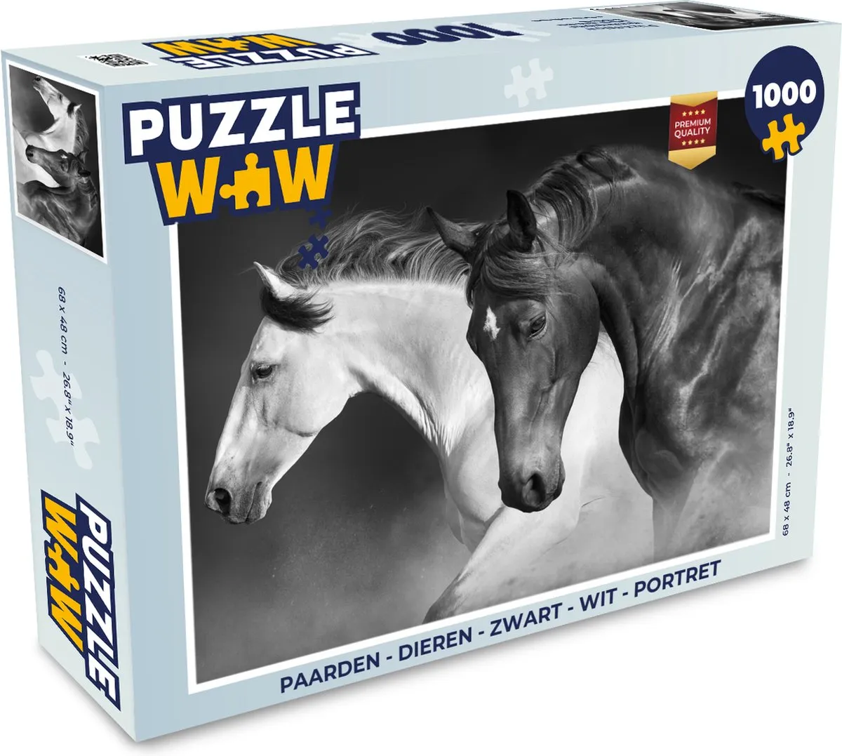 PuzzleWow Paarden Portret Legpuzzel 1000 Stuks - Multicolor