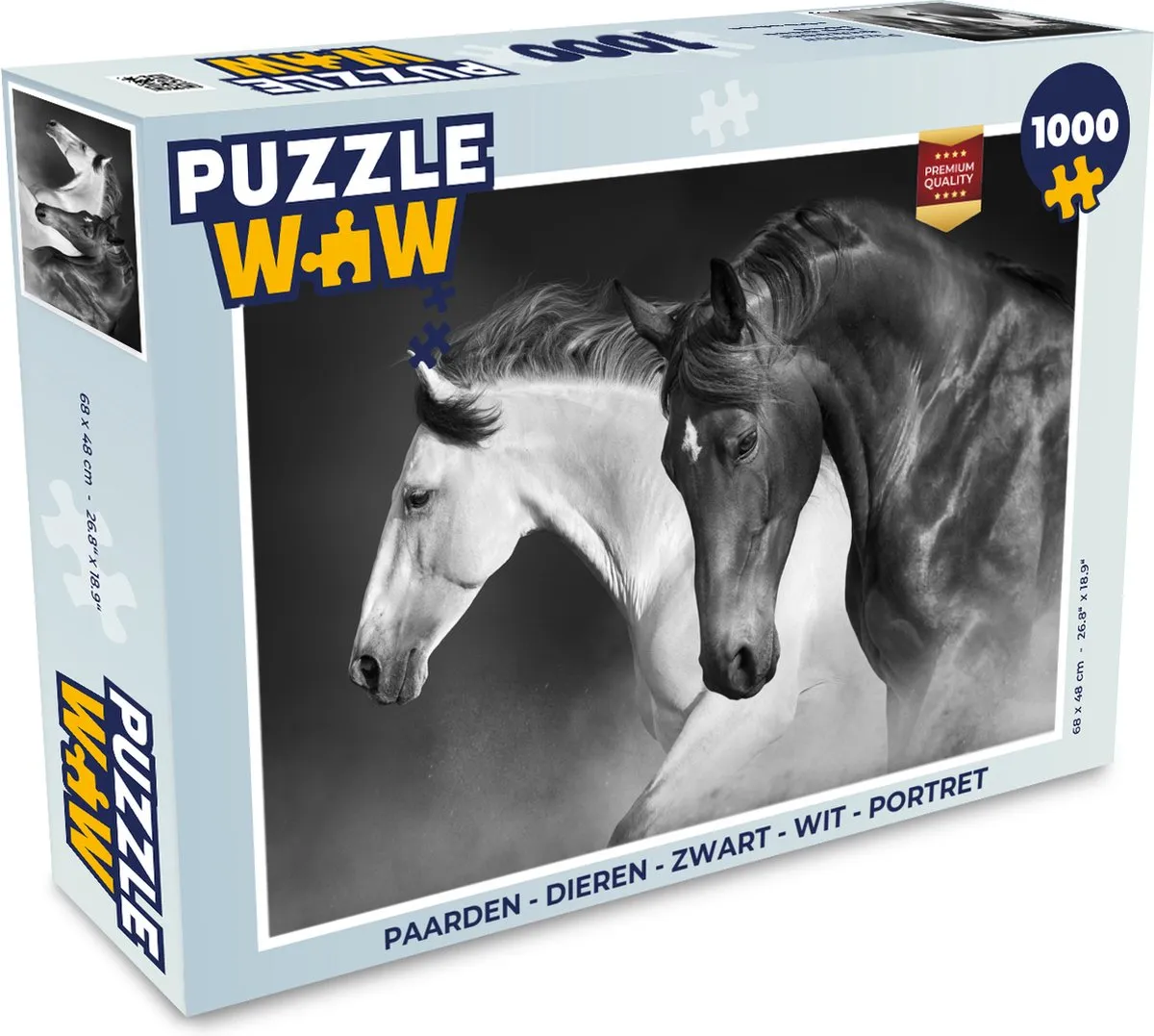 PuzzleWow Paarden Portret Legpuzzel 1000 Stuks - Multicolor