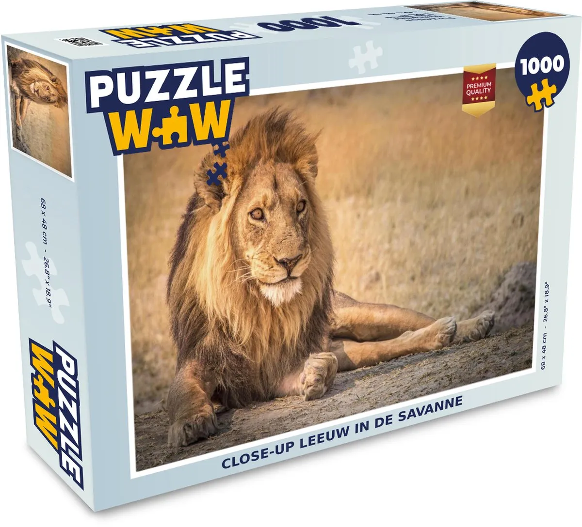 PuzzleWow Leeuw Close Up Savanne Legpuzzel 1000 Stuks