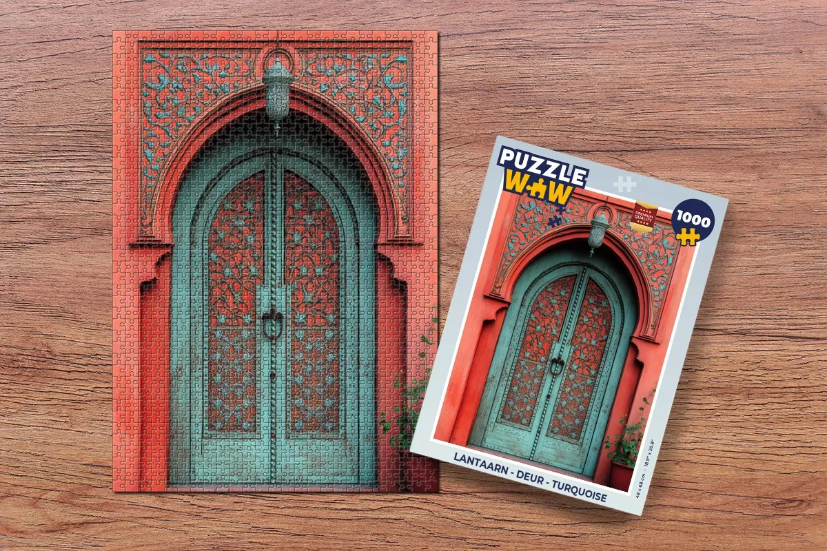 PuzzleWow Lantaarn Deur Puzzel 1000 Stuks - Turquoise