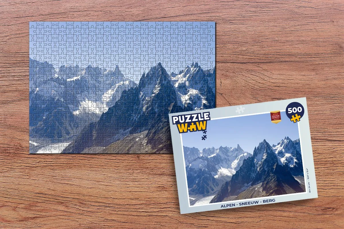 PuzzleWow Alpen Sneeuw Berg Legpuzzel 500 Stuks - Multicolor