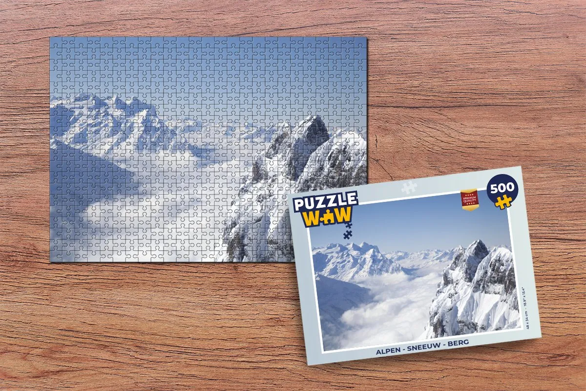 PuzzleWow Alpen Sneeuw Berg Legpuzzel 500 Stuks - Multicolor
