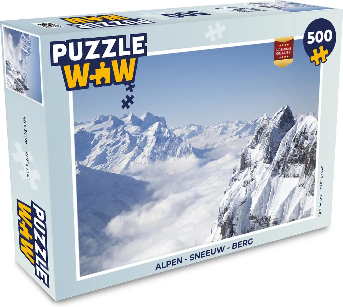 PuzzleWow Alpen Sneeuw Berg Legpuzzel 500 Stuks - Multicolor