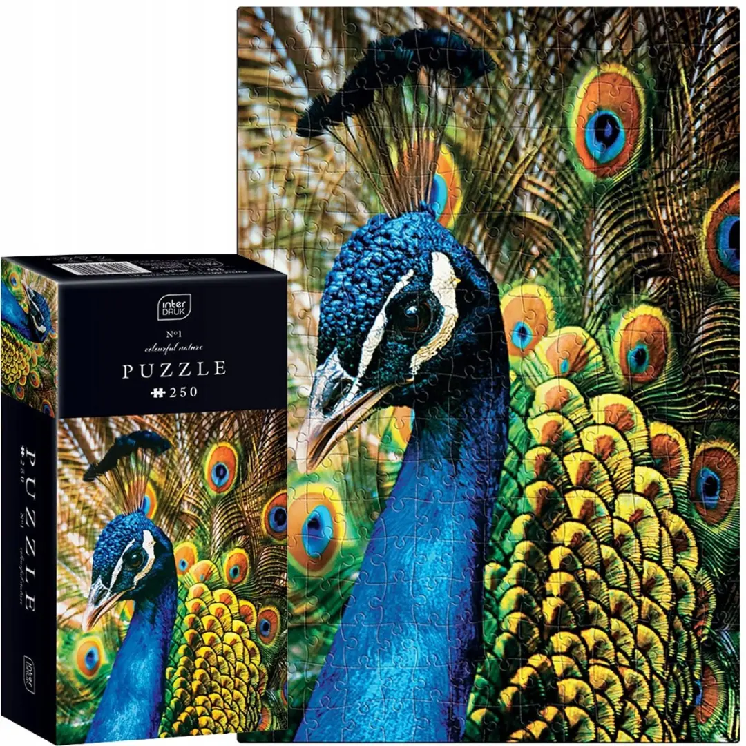Geronimo Games Interdruk Puzzel 250 Stuk - Kleurrijke Natuur 1 Pauw - Multi