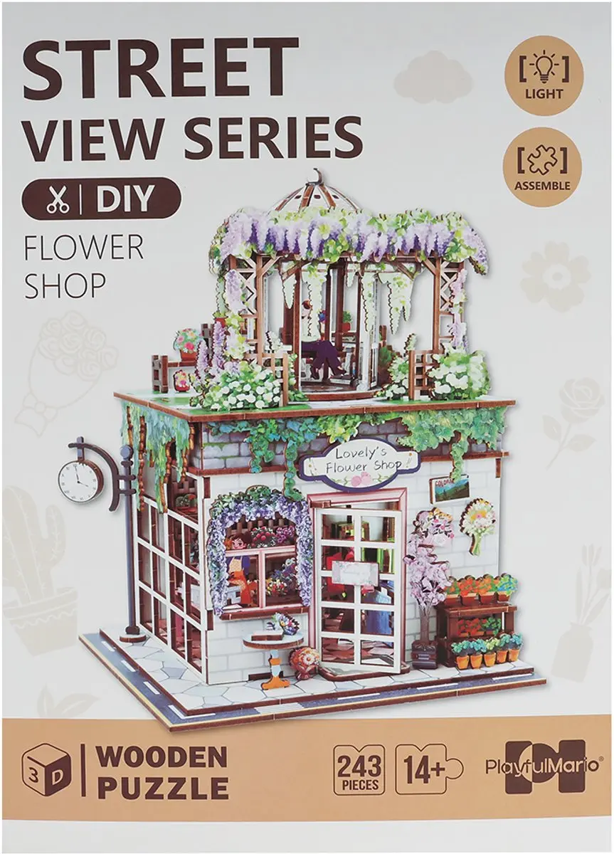 Woodworks Houten Bouwpakket Flower Shop met Licht